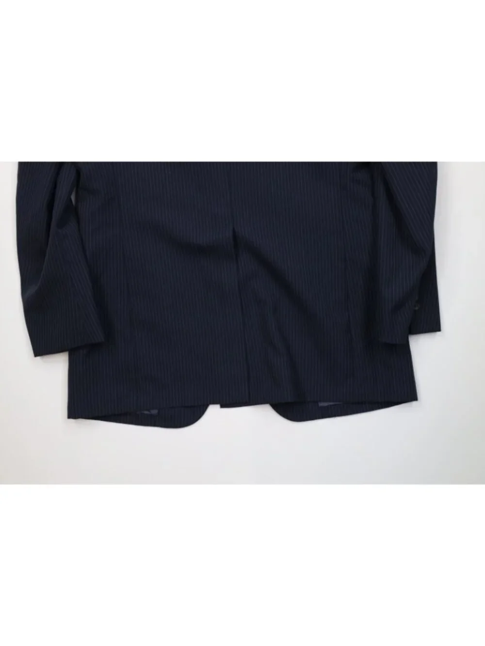 Vtg 70s Mens 38R 2 Piece Pinstriped Wool Suit Wedding Blue Wide Leg 32x29 USA